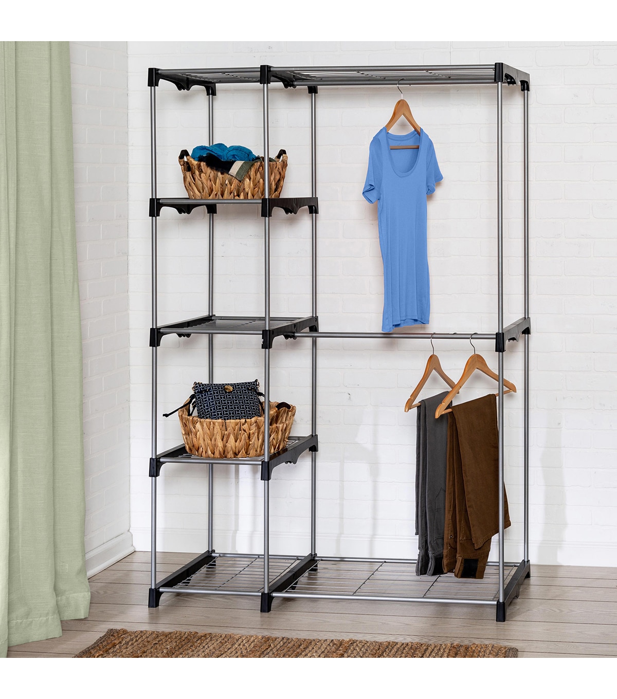 free standing closet with shelves