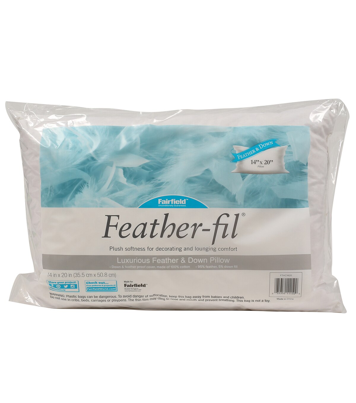 Fairfield Feather Fil Pillow 14 X 20 Joann