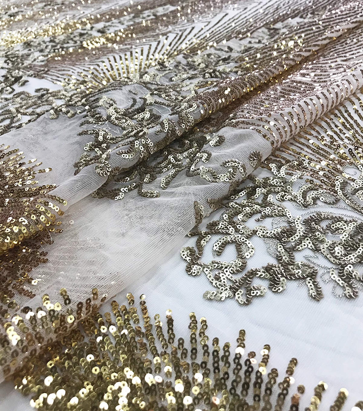 Casa Collection Dahlia Mesh Sequin Fabric Romantic Gold | JOANN