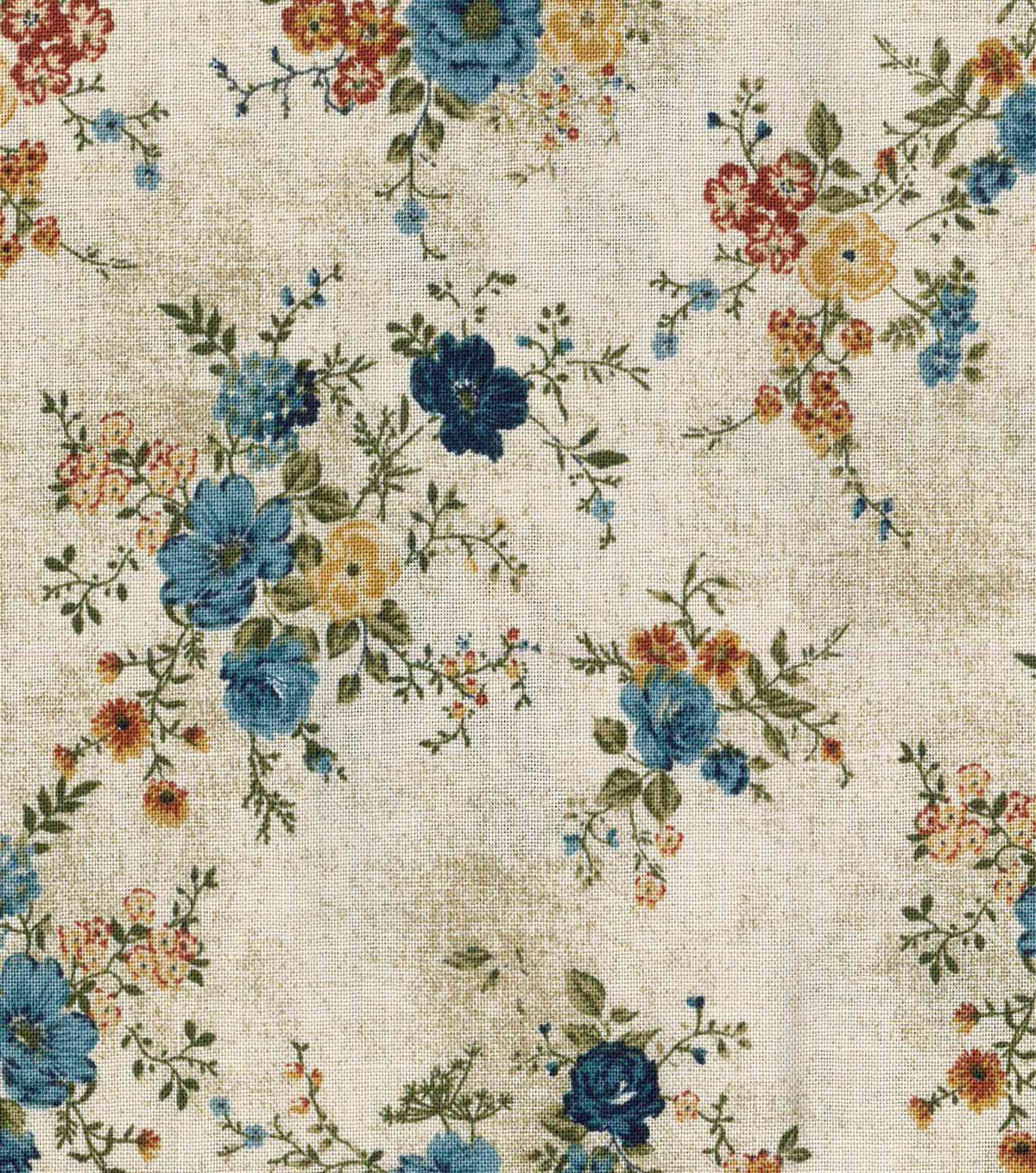 Vintage Cotton Fabric 43"-Vine Floral Bouquet | JOANN