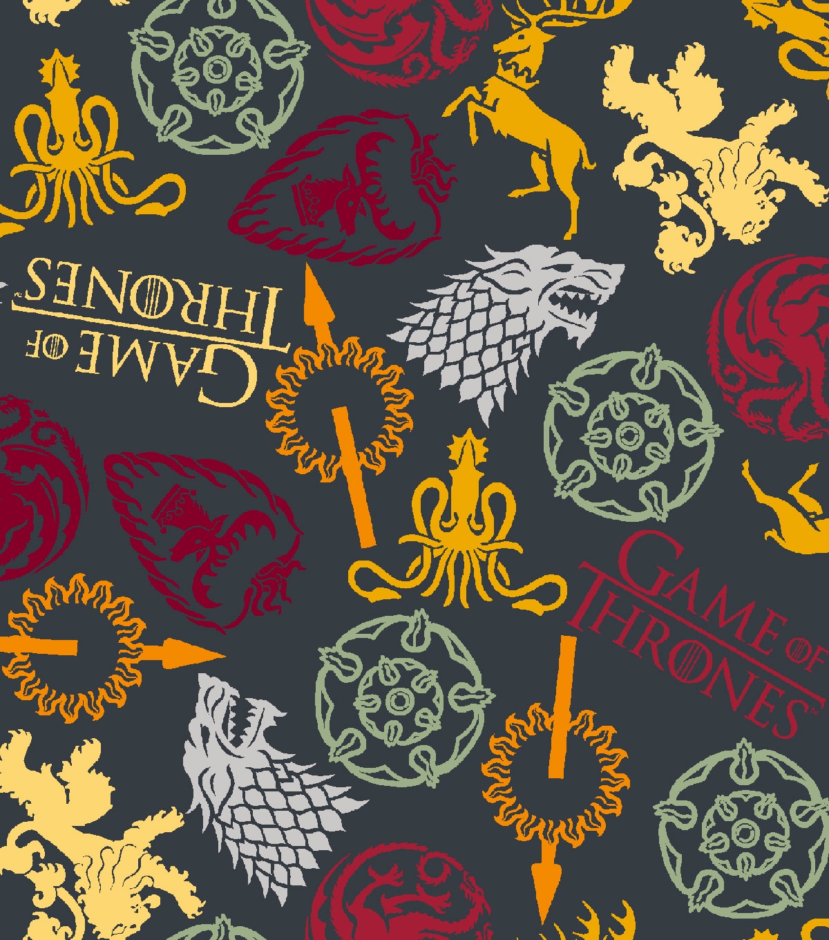 Game Of Thrones Flannel Fabric 42''House Sigils Toss JOANN