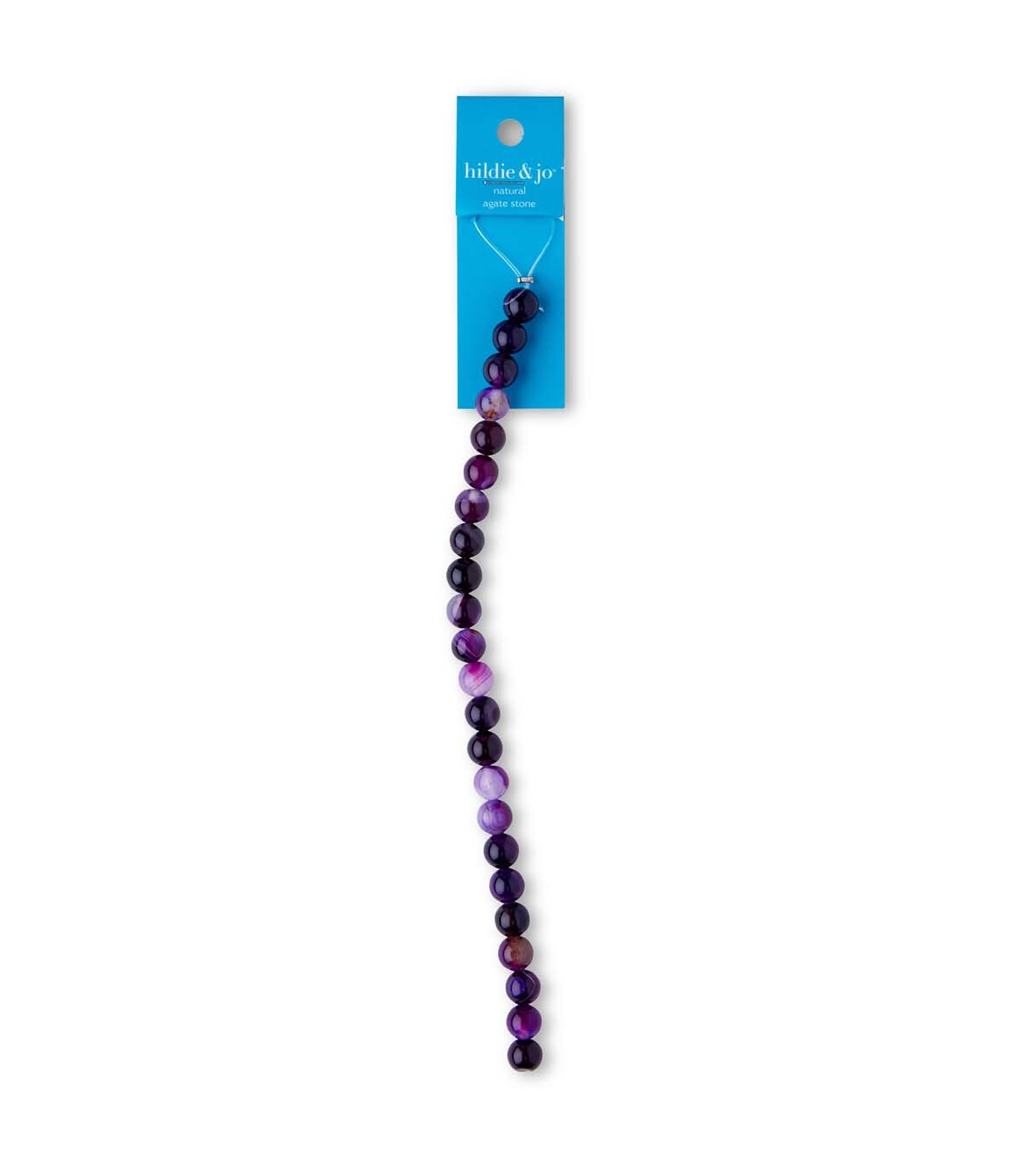 hildie & jo Round Natural Agate Stone Strung Beads-Purple Stripes ...