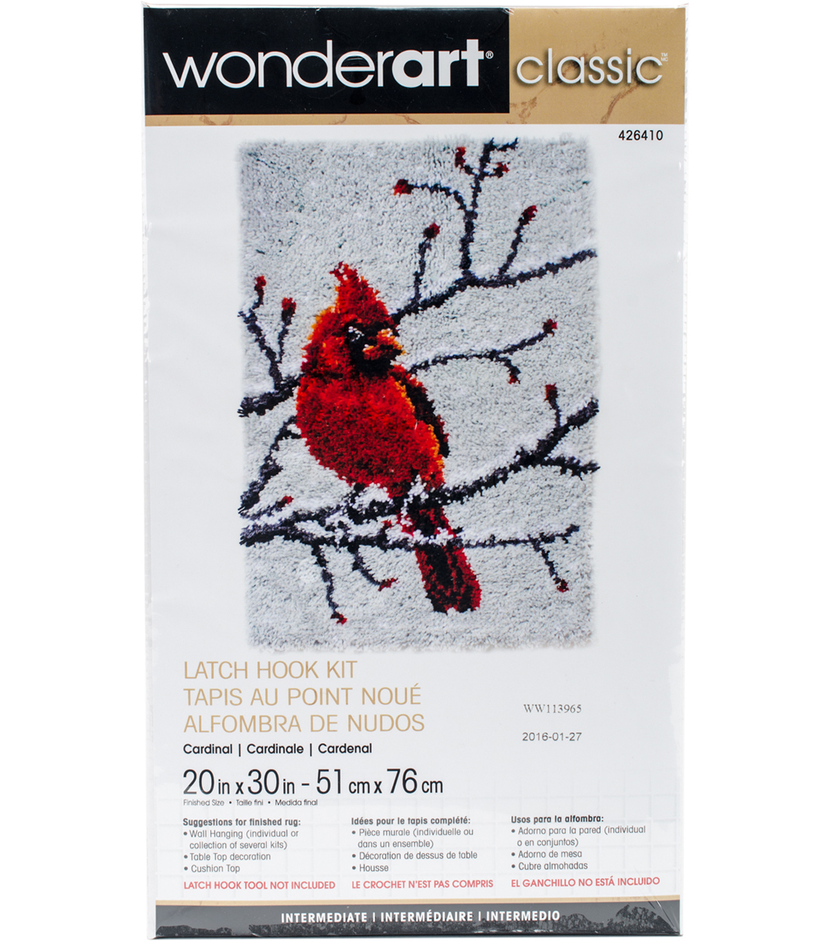 Caron Wonderart Classic Latch Hook Kit 20 X 30 Inches (Finished