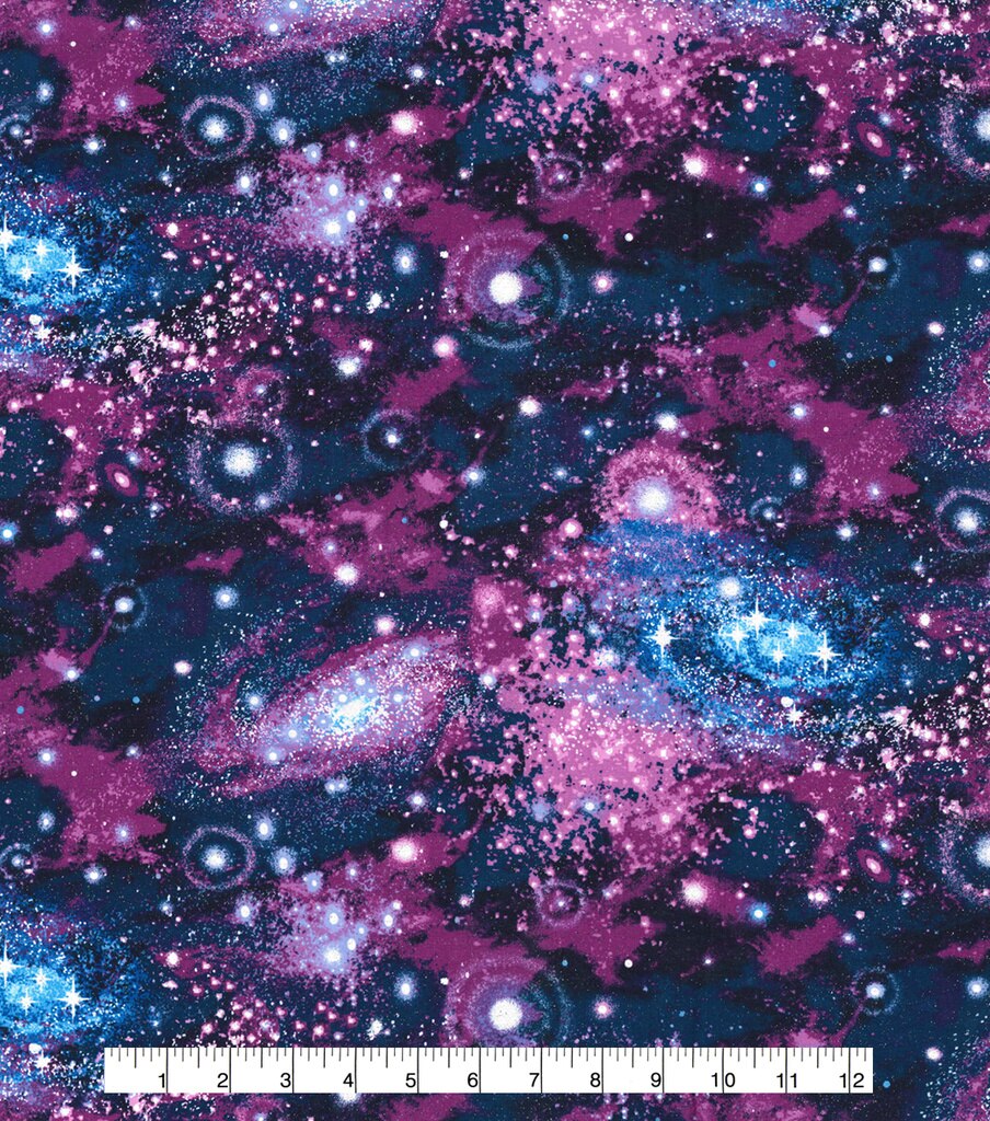 Novelty Cotton Fabric Galaxy Purple Glitter