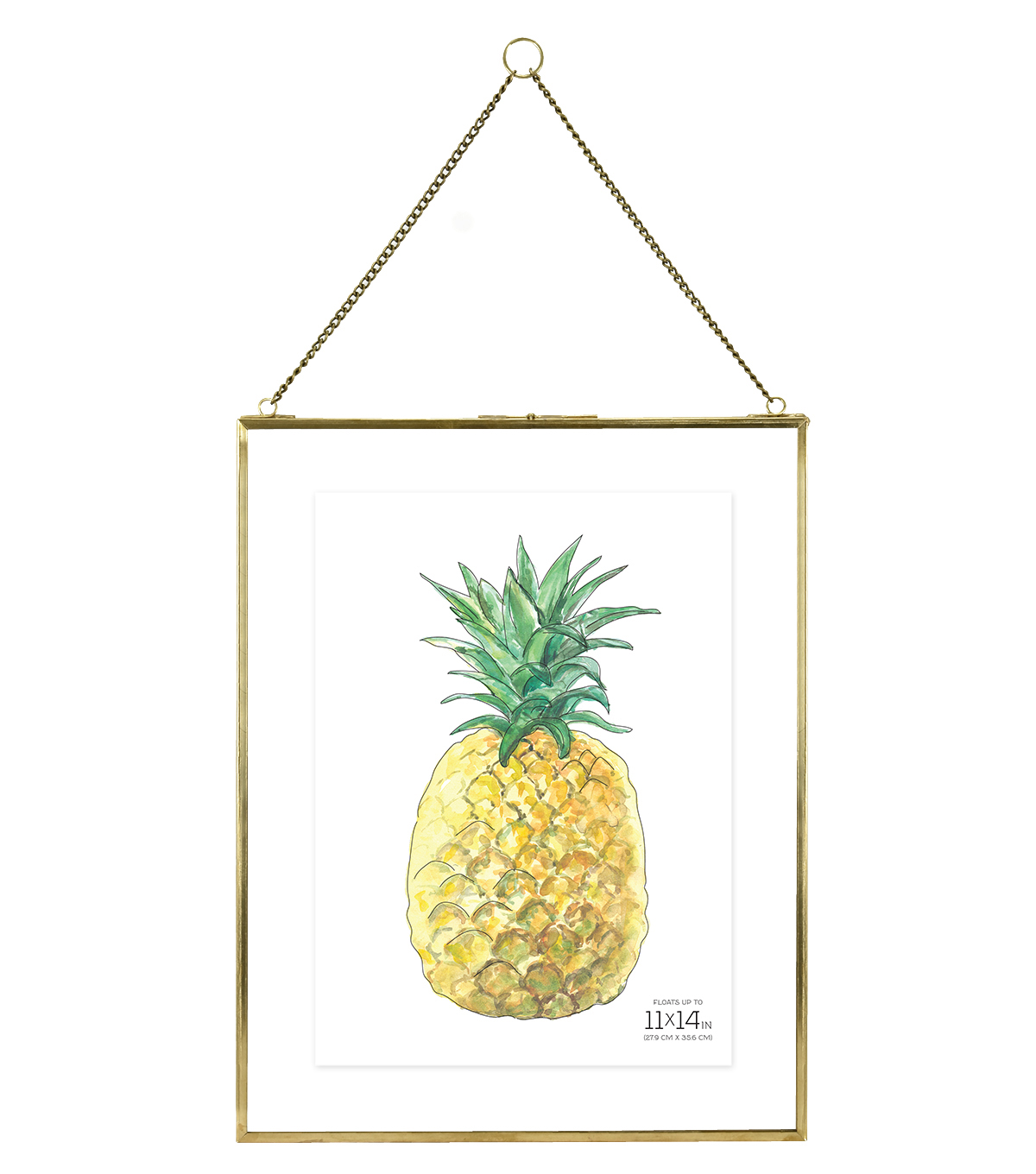 Pressed Glass Metal Hanging Float Picture Frame 11 X14 Brass