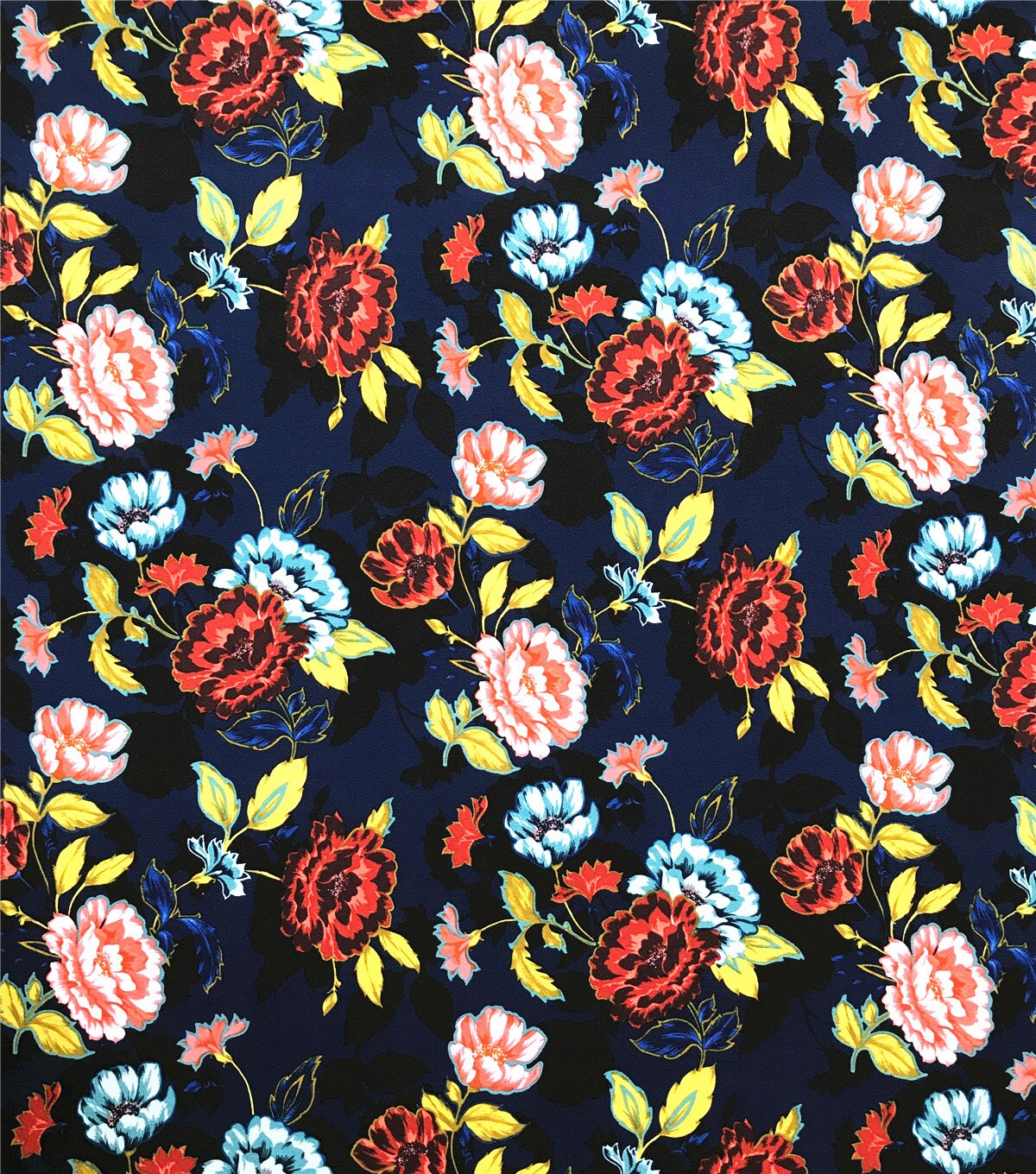 Ember Knit Prints Double Brushed Fabric-Navy Multi Floral | JOANN
