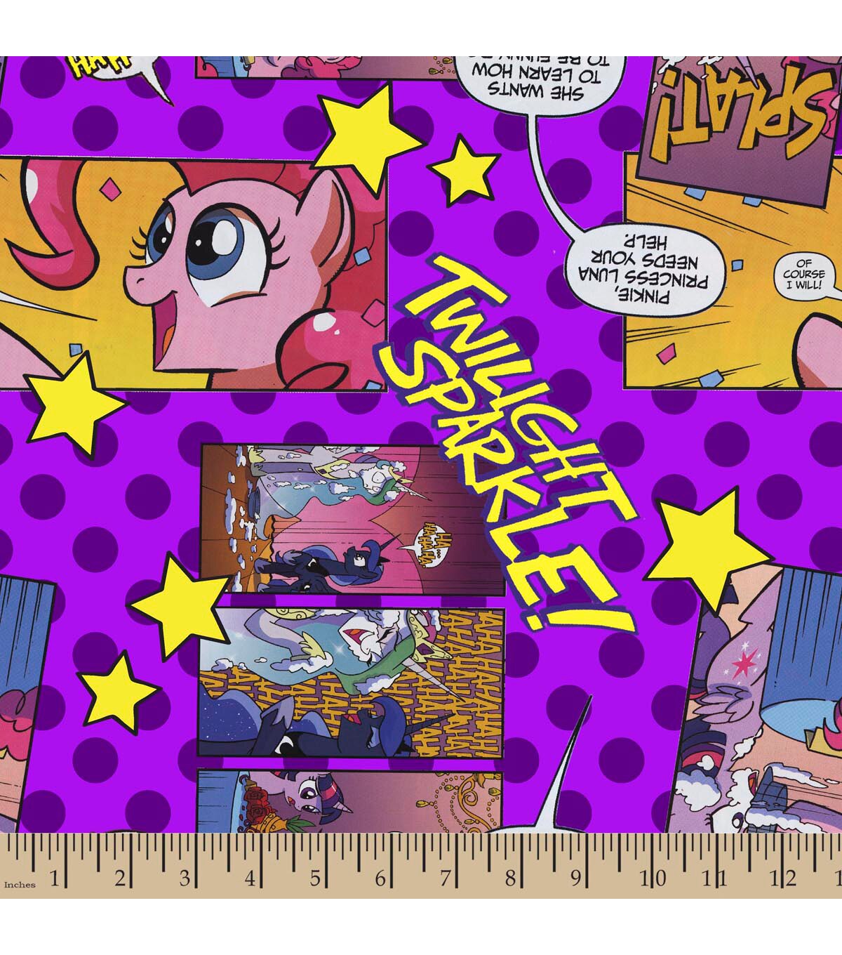 Hasbro My Little Pony Fleece Fabric Comic With Polka Dots JOANN