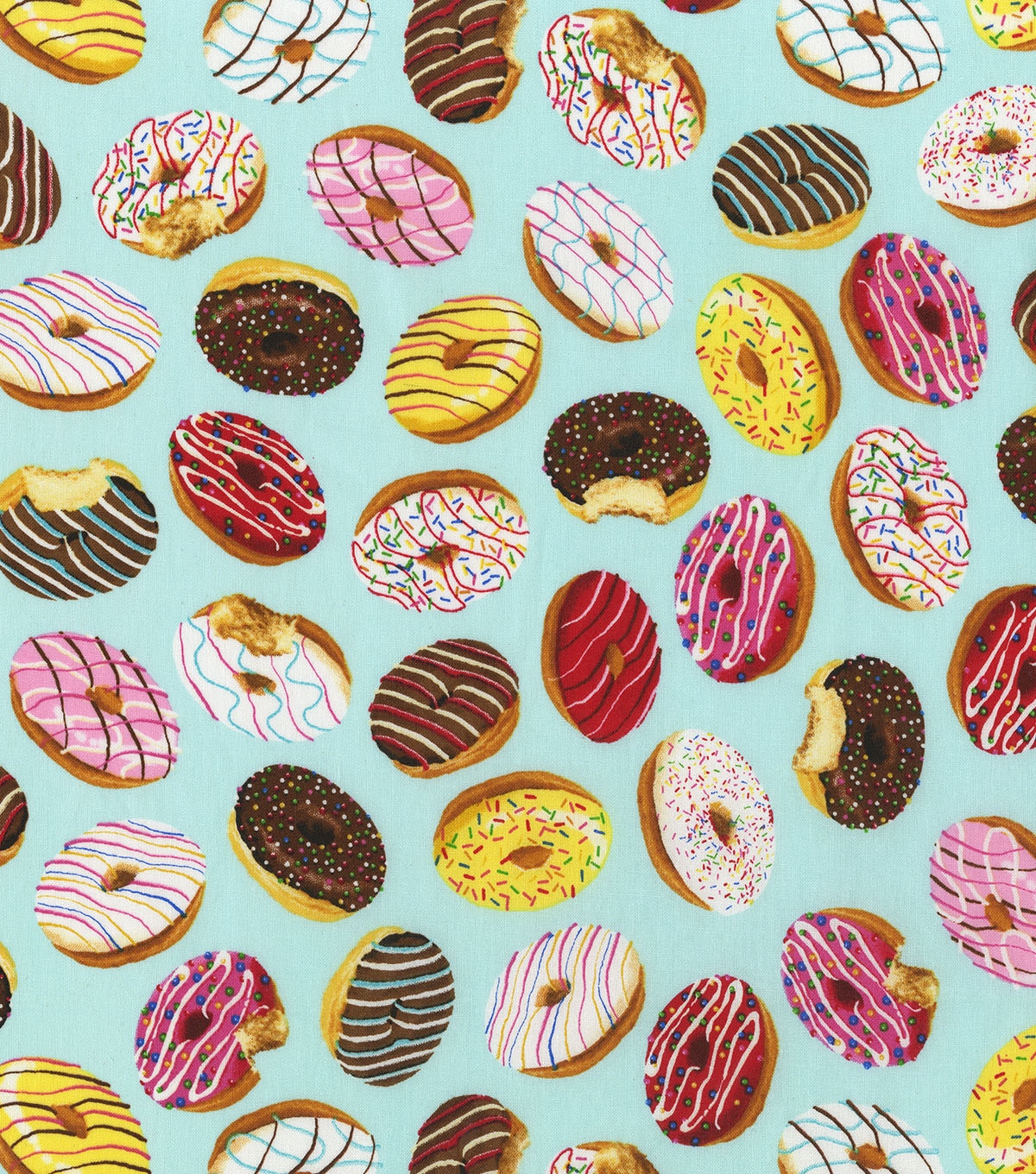 Novelty Cotton Fabric -Tossed Donuts