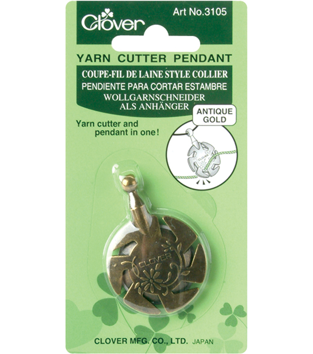 Clover 3105 Yarn Cutter Pendant Antique Gold