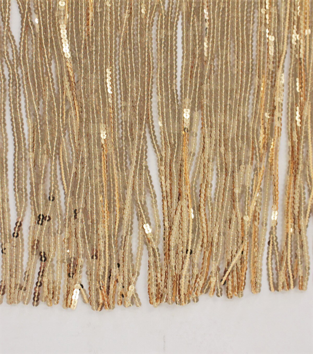 Casa Embellish Ember Sequin Fabric Metallic Gold Fringe Border | JOANN