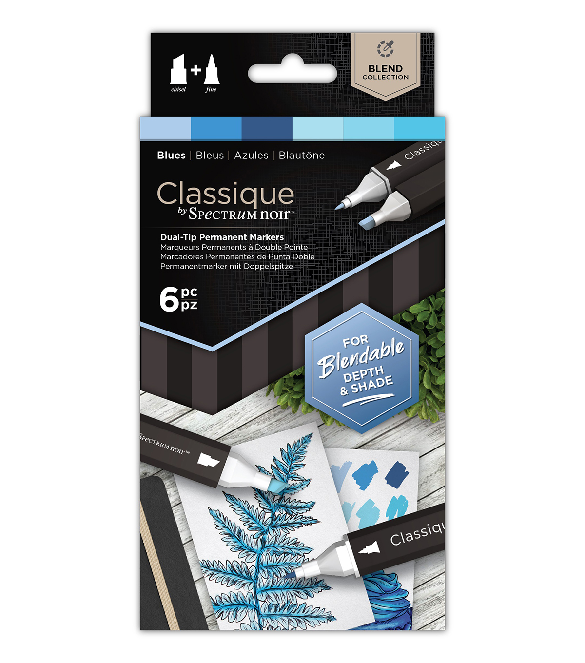 Spectrum Noir Graphic Twin Tip Markers 6//Pkg= Essentials