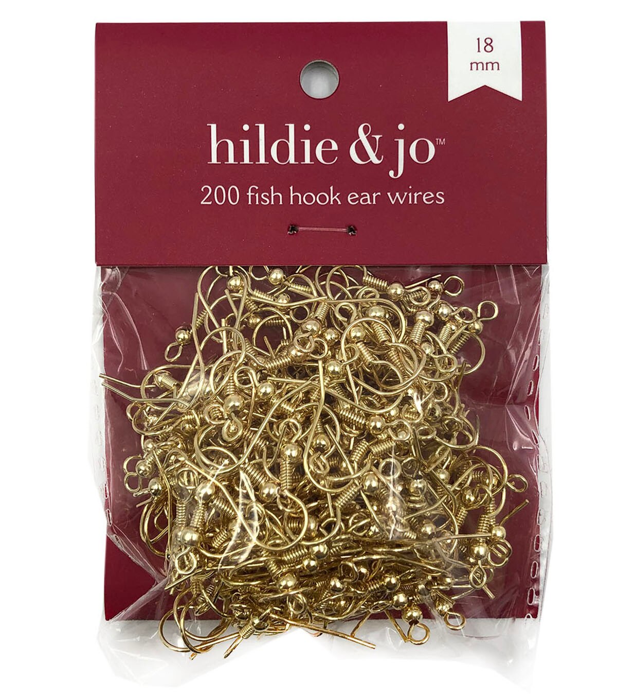 18mm Gold Fish Hook Ear Wires 200pk by hildie & jo