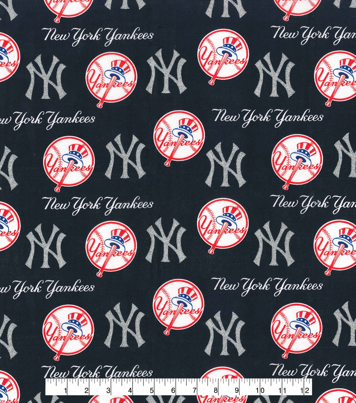 New York Yankees Cotton Fabric-Glitter Logos | JOANN