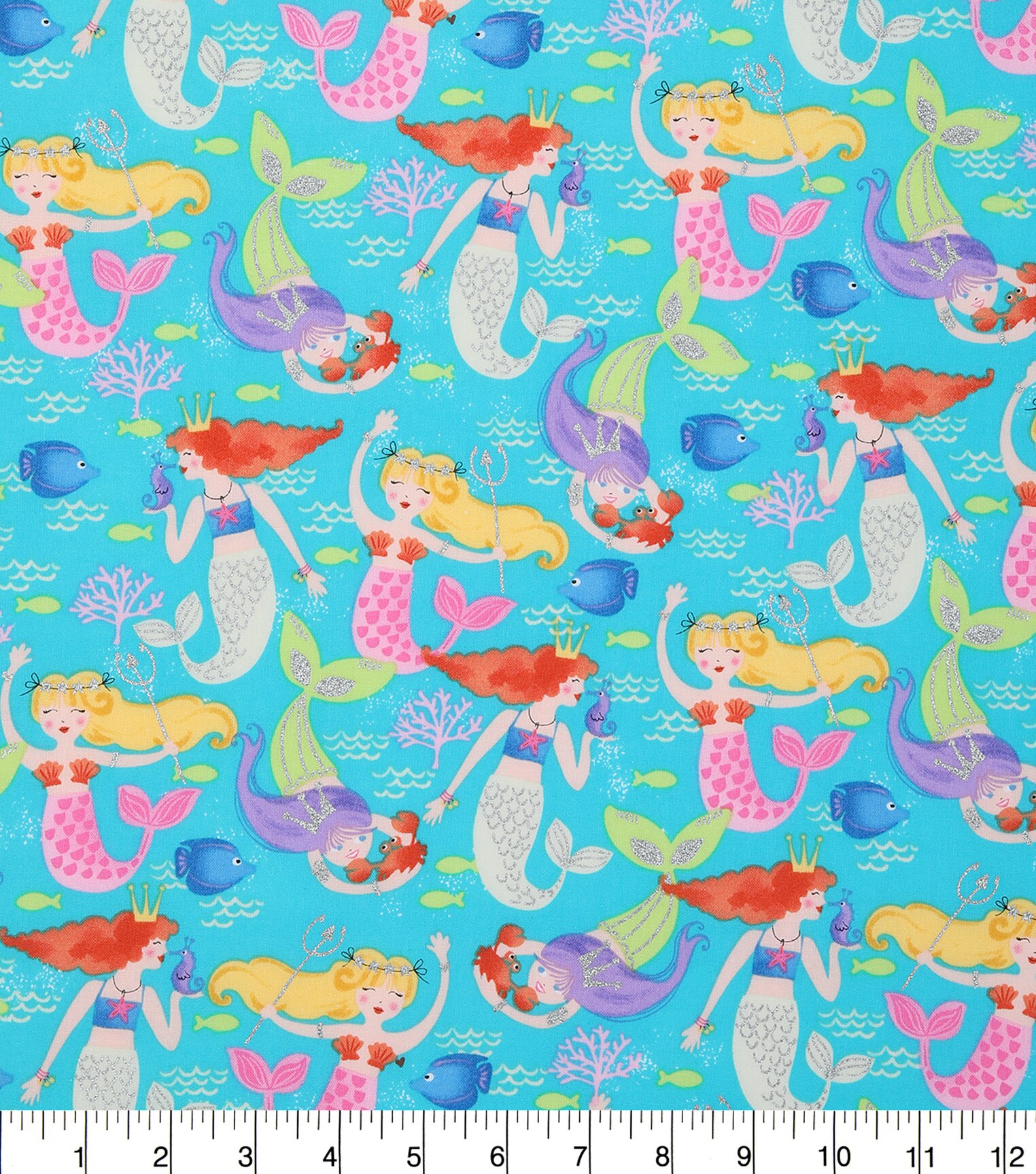 Novelty Cotton Fabric Dancing Mermaids | JOANN