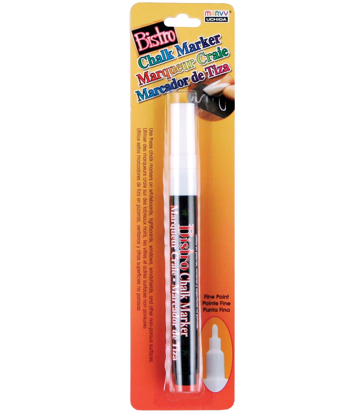 Uchida Bistro Chalk Marker Fine Point Set 4//Pkg-Fluorescent Violet Orange Red