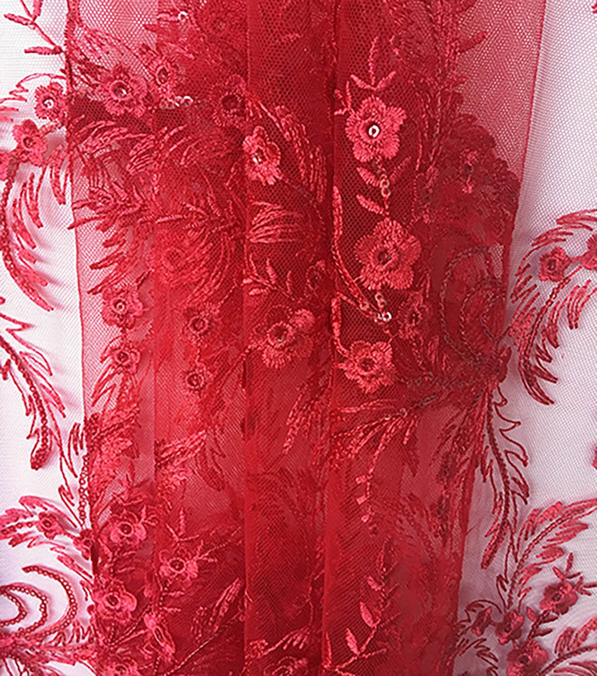 Sew Sweet Mesh Fabric-Tango Red Embellished | JOANN