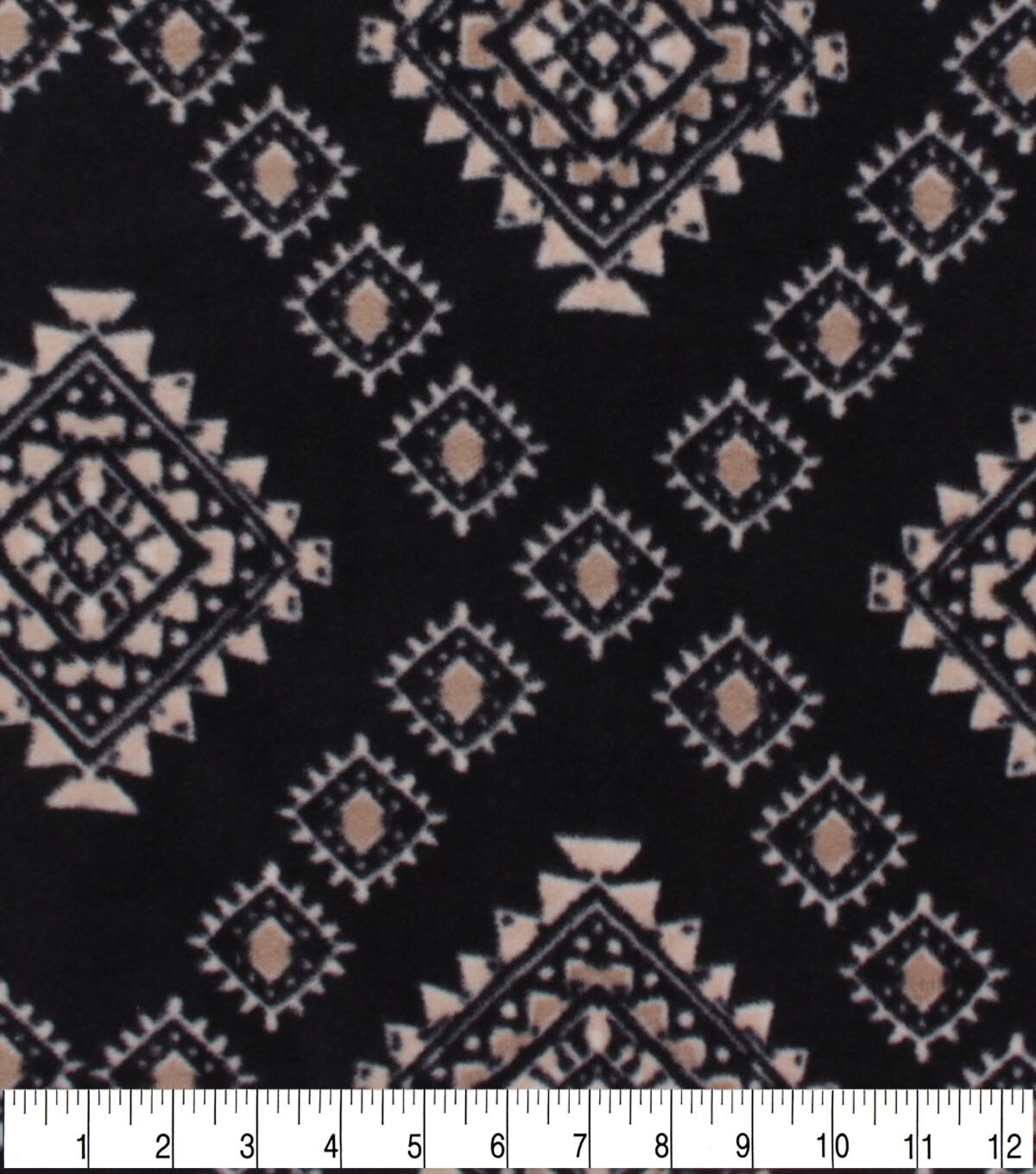 Sketched Aztec on Black Anti Pill Plush Fleece Fabric | JOANN