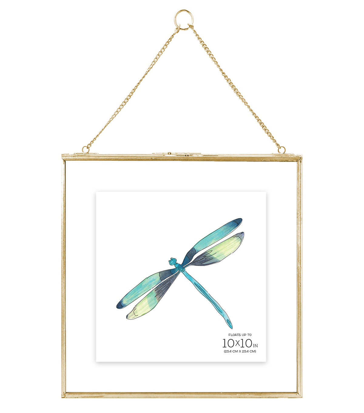 Pressed Glass Metal Hanging Float Picture Frame 10 X10 Brass