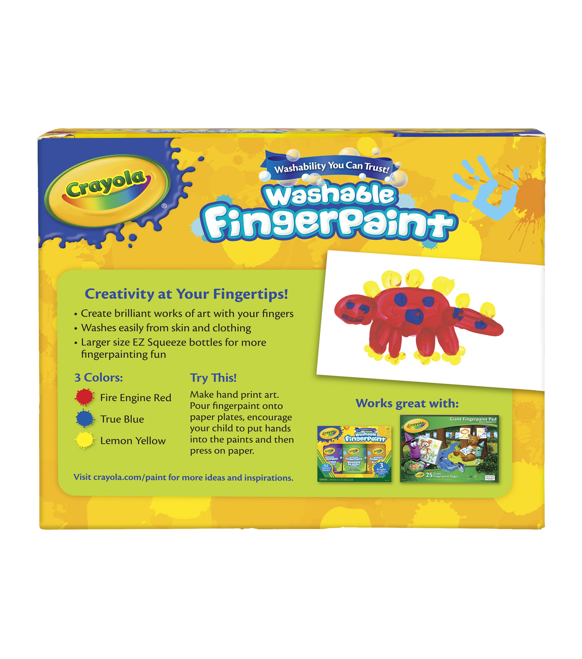 crayola washable finger paint 8oz 3 pkg primary colors joann