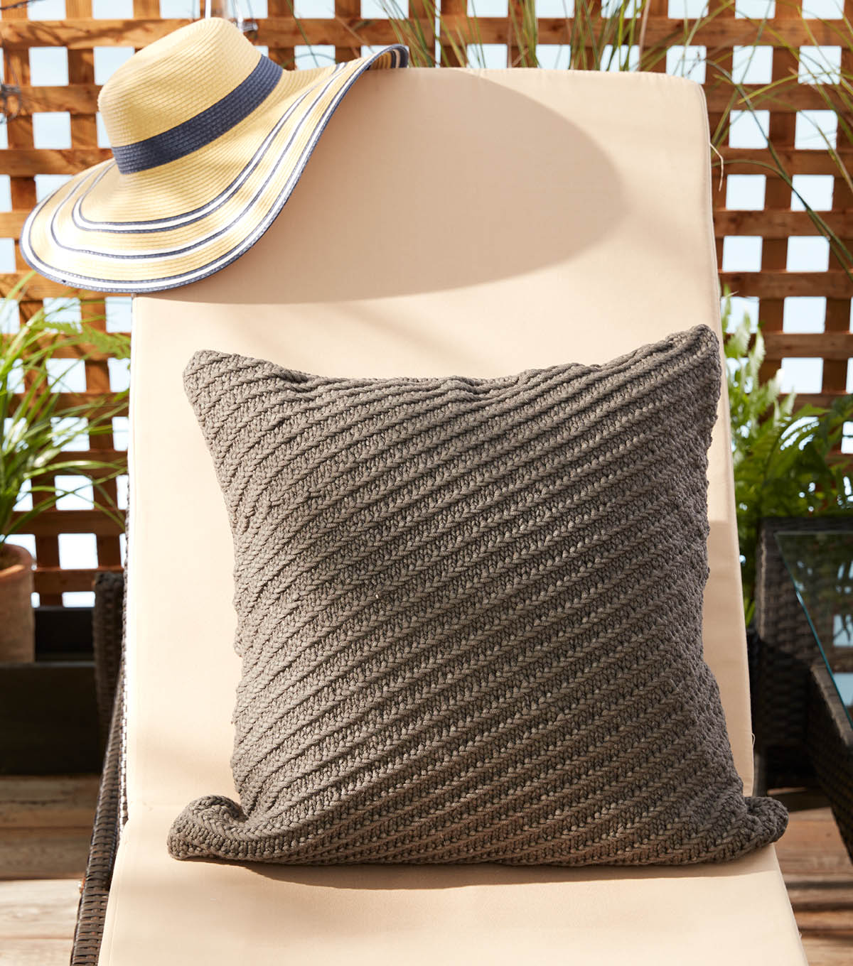 how to make a bernat maker outdoor diagonal texture knit pillow joann