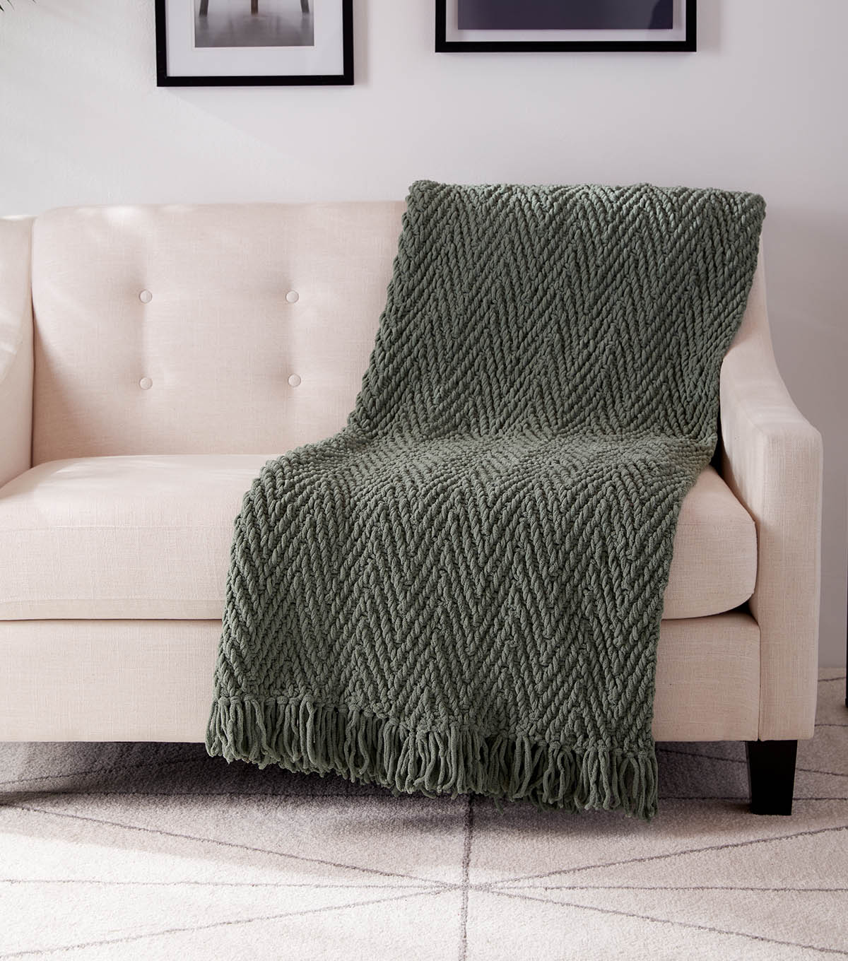How To Make a Bernat Blanket Herringbone Weave Knit Blanket | JOANN