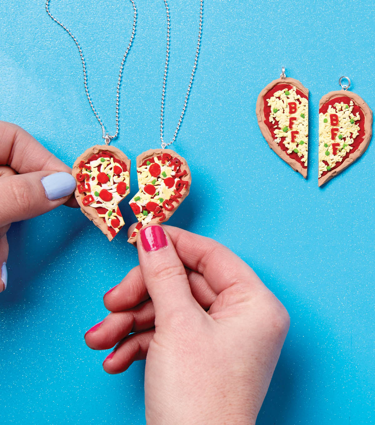 How To Make Fimo Clay Pizza Heart BFF Necklaces | JOANN