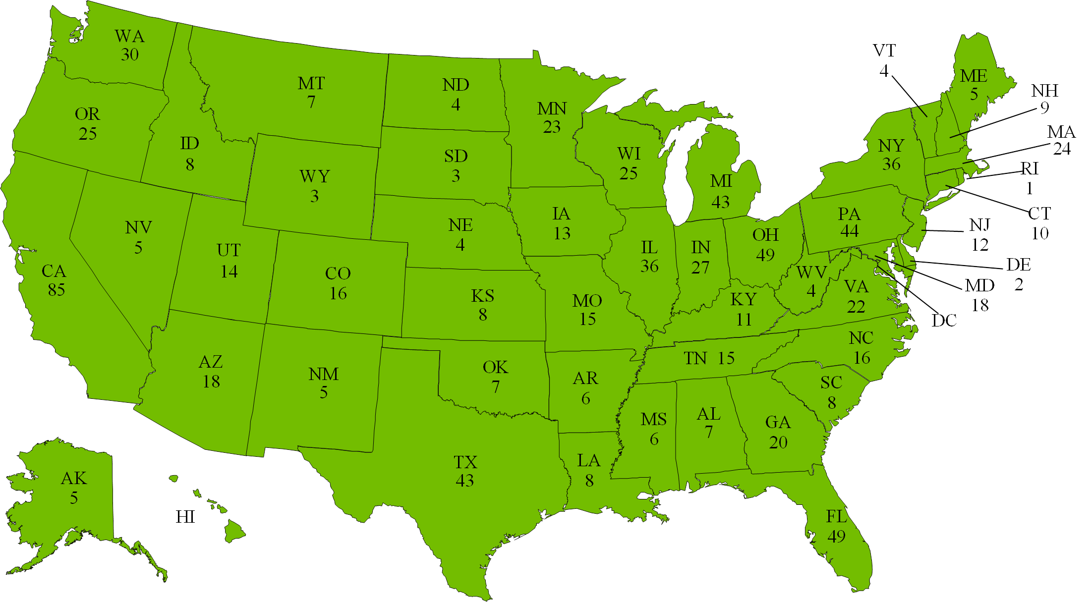 Map of JOANN Stores by state
